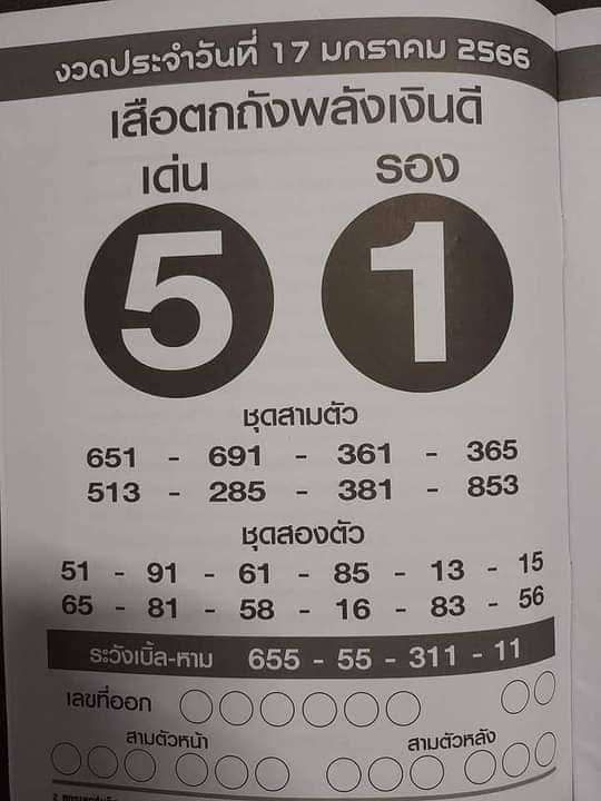 เลขเด็ดเสือตกถังพลังเงินดี คือ 