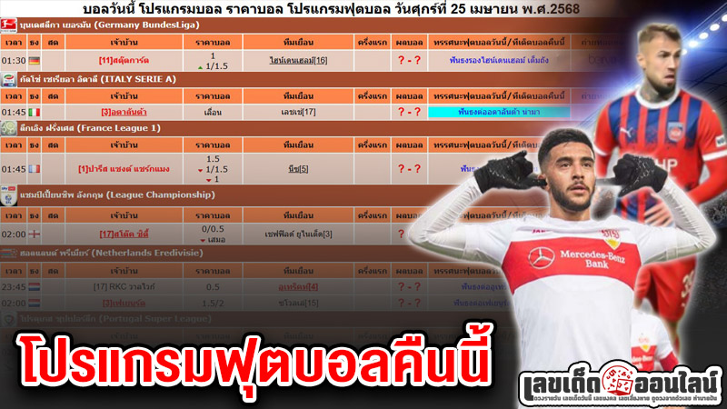 รูปภาพโปรแกรมบอลวันนี้ของ lekdedonline