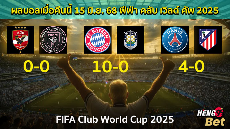 รูปภาพสรุปผลบอลเมื่อคืนนี้ของ heng99