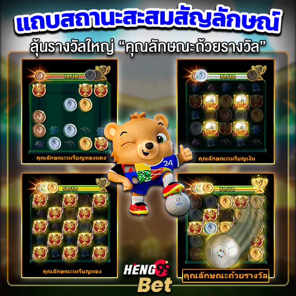 รูปภาพลุ้นรางวัลใหญ่กับแถบสะสมสัญลักษณ์ของ heng99